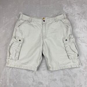 Carhartt Mens Relaxed Fit Cargo Shorts 40 Beige Duck Canvas Workwear Utility